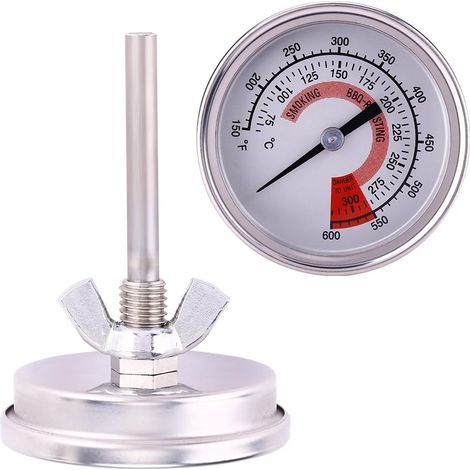 1 Pcs Stainless Steel Oven Thermometer, Cooking and Kitchen Thermometer, Pizza Oven Thermometer, Barbecue Thermometer for BBQ, Grill, Pizza Ovens, Measures from 75 to 300 °C / 150 to 600 ℉