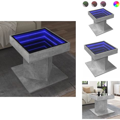 Table basse avec LED gris béton 50x50x45 cm bois d'ingénierie - Table Basse - Tables Basses - Table D'appoint - Bout De Canapé (1/5)