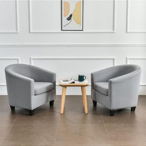 Housse de canapé club chair, housse de canapé bain rond (Gris) (1/4)
