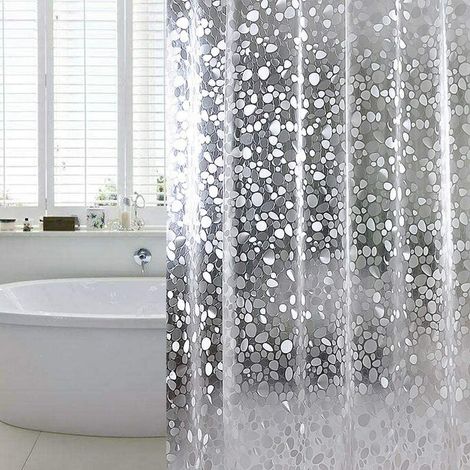 Tenda da doccia antimuffa, adatta alla vasca da bagno, 100% EVA, 180 x 200 cm, inclusi 12 anelli per tenda da doccia (1/4)