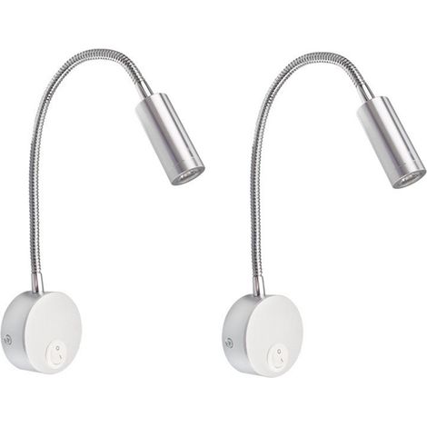 2 apliques de pared LED con cuello de cisne, ajustables 360 grados, luz suave para mesita de noche y dormitorio.