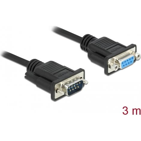 Delock Cable serie RS-232 Sub-D9 macho a hembra 3 m