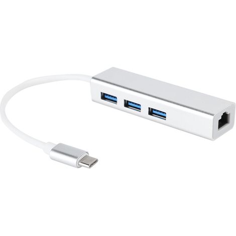Adaptateur USB-C vers Ethernet Gigabit RJ45 avec Hub 3 Ports USB 3.0 (1/5)