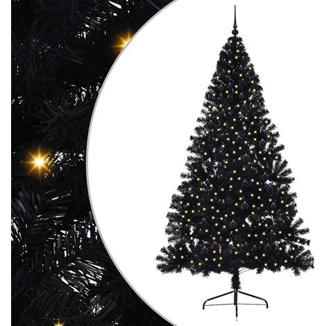 vidaXL Albero di Natale artificiale con luci integrate Nero 240 cm PVC (1/5)