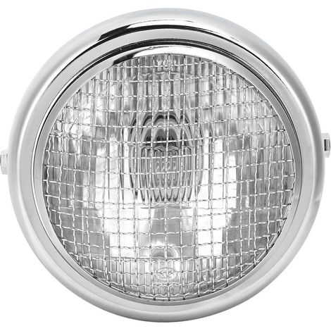 Jeffergarden Phare de gril de moto 7 pouces 55W, Style Vintage, phare halogène à faisceau haut/bas, coque en galvanoplastie, verre transparent (1/5)