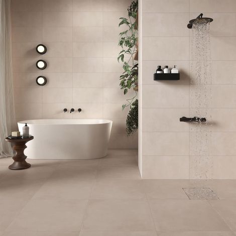 Carrelage d'intérieur sol effet ciment VELT (45x45 cm) - Coloris : beige