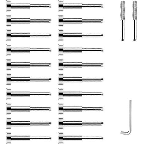 Kit de 20 pièces pour garde-corps à câbles invisibles, pour câble métallique de 3,2 mm (1/8 po), tendeur à sertissage invisible SST316, garde-corps à câbles entièrement dissimulé. (1/5)