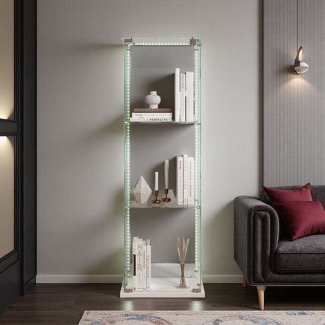 Vitrine aus Sicherheitsglas - 123cm - 3 Regale - LED-Beleuchtung - Zeitgenössisches Design