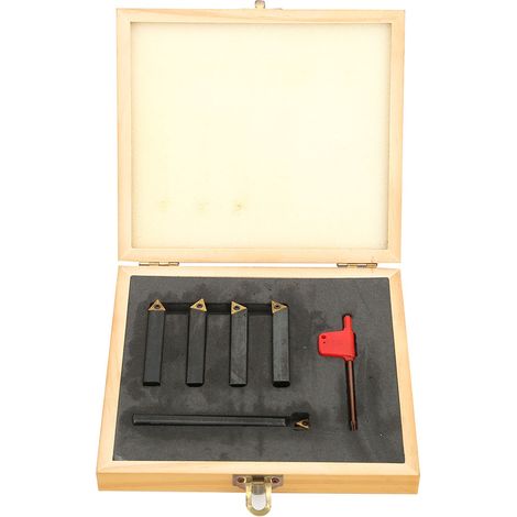 Lot de 5 outils de tournage réversibles avec plaquettes en carbure cémenté pour coupe et chanfreinage F4-1-10mm (1/5)