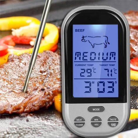 Rétro-éclairage Sans Fil Thermomètre à Viande Longue Portée Numérique Cuisine Thermomètre À Distance Pour BARBECUE Grill Viande (1/4)
