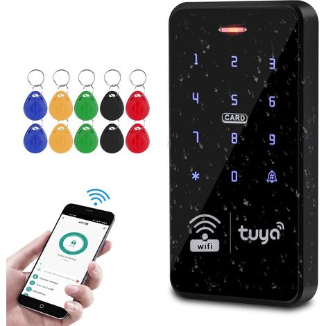 Clavier de Contrôle d'accès WiFi étanche RFID 125 KHz 13,56 MHz Contrôle d'accès Système Tactile Double Fréquence + 10 porte-clés (1/5)