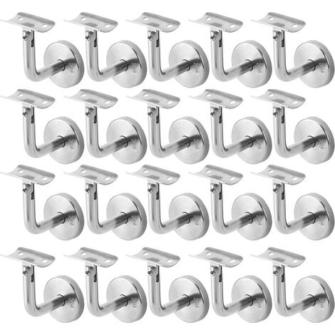Support Main Courante Inox 304 pour Rampe Escalier Support Mural Rampe Bois Argent 20 Pièces