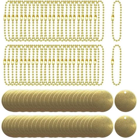 Étiquettes de Valve en Laiton de 50 Pièces avec Chaînes à Billes de Trou de 2,4 mm pour Vannes de Tuyauterie, Équipement, Étiquetage des Clés D'Outil (1/5)