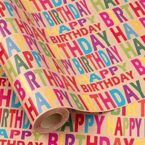 Mini Rouleaux de Papier Kraft - 44x100 cm - Avec Imprimé « Félicitations » - pour Emballer des Cadeaux - Idéal pour les Anniversaires ou les Baby (1/4)