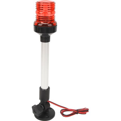 Feu de navigation LED 360° 12 pouces, lampe de pont pliable avec base en aluminium pour bateau de pêche, yacht et navire, rouge, perche arrière. (1/5)