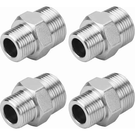 4 Raccord Fileté Acier Inoxydable Mâle 1/2 Vers 3/8 pour Plomberie et Eau (1/5)