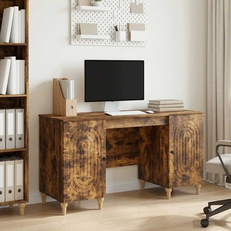 vidaXL Scrivania Rovere Fumo 142,5 x 50 x 75 cm Legno ingegnerizzato (1/5)