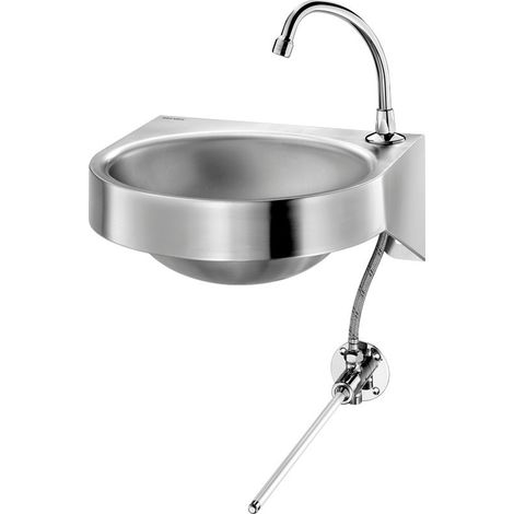 Delabie WT GENOU avec commande genou murale, manchette hauteur D 22 mm, droite, acier inoxydable 1.4301 satiné (1/2)
