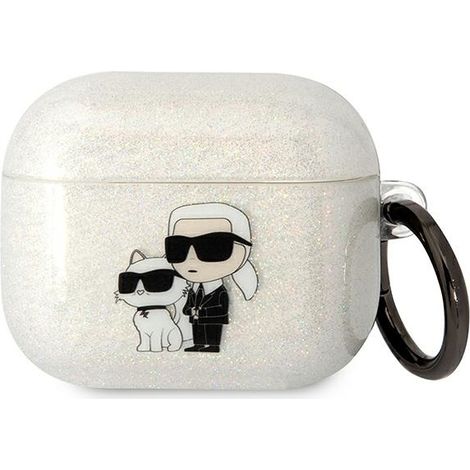 Karl Lagerfeld KLA3HNKCTGT Cover per Airpods 3 trasparente con glitter Karl&Choupette (1/3)