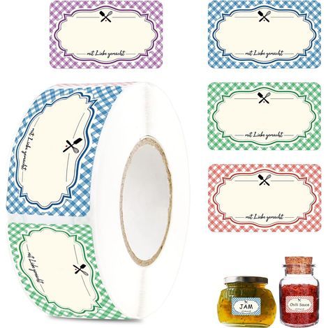 Etiquettes Autocollantes Personnalisées Étiquettes pour Bocaux 500 Pièce Gomettes Autocollante Pastille Etiquette Congelation pour Cuisine Bureau Confiture Epices Bouteilles (50 x 30 mm) (1/5)