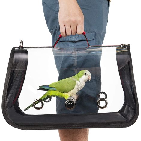 1 Cage à oiseau portable, légère 0,85kg, ventilation 4 faces, 41x23x28cm, pour perroquets, voyage vétérinaire
