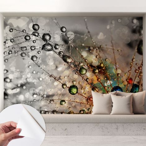 Papier peint adhésif décoratif pour salon chambre et cuisine Facile à poser avec colle Perles de rosée 208x146 cm (1/5)