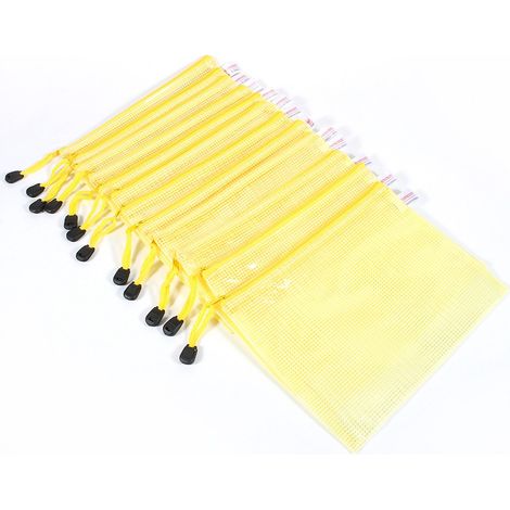Pochette de classement A5 avec fermeture éclair, dossier de rangement pour documents, jaune (1/4)
