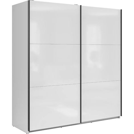 Armoire à 2 portes coulissante coloris Blanc brillant - Longueur 183 x Profondeur 60 x Hauteur 195,5 cm (1/5)