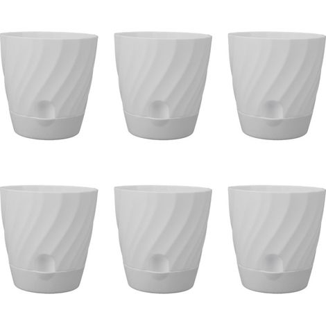Juego de 6 macetas ligeras de plástico blanco, perfectas para jardinería, hogar, balcón o jardín.