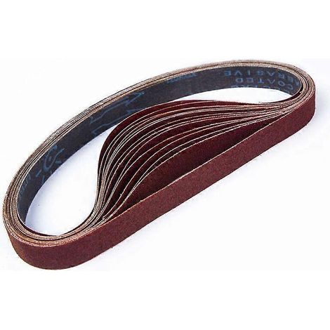 Bandes abrasives mixtes (grains 80/120/150/240/400) pour ponceuses à bande, 25 x 762 mm, lot de 15. (1/5)