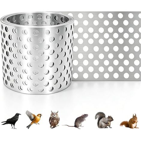 Grille de ventilation en aluminium - Protection contre les oiseaux et les insectes - Feuilles dans le toit - Argenté - Largeur : 80 mm - Trou de grille de 5 mm (1/5)