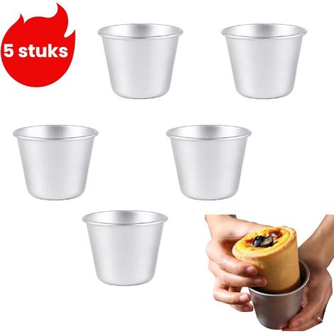 Ensemble de 5 pièces - Tasses - Tasses à pudding au caramel - Moules à mini-gâteaux - Moules à gelée - Ustensiles de pâtisserie - Petit format - Argenté (1/5)