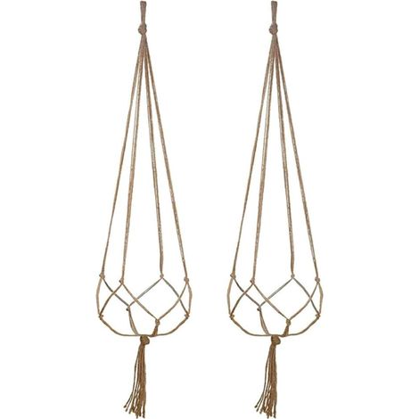 Ensemble de suspensions pour plantes en macramé HEEPDD, corde coton style bohème vintage (1/5)