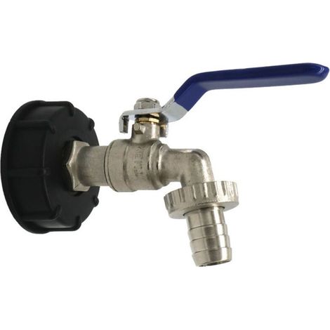 Raccord de vidange pour réservoir IBC, robinet S60x6. Robinet pour réservoir IBC 3/4 pouce, raccord de réservoir, raccord de réservoir d'eau, robinet à bille. (1/5)