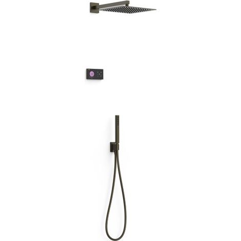Kit douche robinet thermostatique électronique encastré à 2 voies Shower technology Noir Bronze - TRES 09288563KMB (1/2)