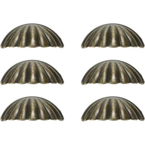 Set of 6 Antique Bronze Shell Handles - 2.5" Furniture Handles for Cabinet and Drawers (1/5)