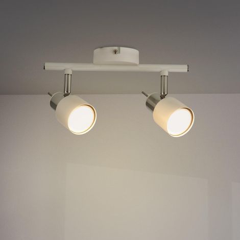 Plafonnier Série White 2 spots GU10, pour usage en intérieur sec IP20, convient pour salle de bain, salon, chambre et cuisine (Ampoule non incluse) (1/5)