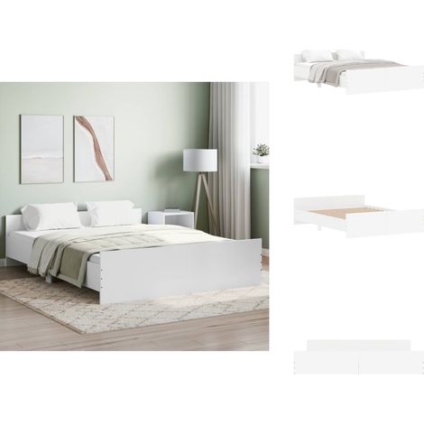Cadre de lit sans matelas blanc 150x200 cm - Cadre De Lit - Lit Double - Lit Blanc - Meuble Chambre - Literie (1/5)