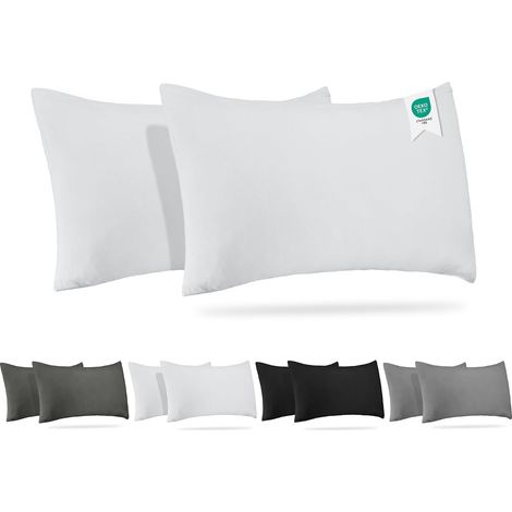 Housse d’Oreiller 40x60 Blanc Lot de 2 – 165 g/m² Certifié Oeko-TEX 100% Coton Jersey, Taies Douces avec Fermeture Éclair (40x60-Blanc) (1/5)