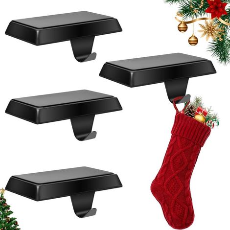 Schwarze Metall-Weihnachtshaken (4er-Set) für Kamin, Theke, Büro, Fenster