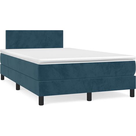 Maison Exclusive - Giroletto a Molle con Materasso Blu Scuro 120x200 cm in Velluto (1/5)