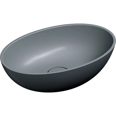 OMNIRES Shell M+ - Lavabo sobre encimera 50x32 cm, sin rebosadero, sin orificio para grifería, gris mate SHELL500UNAG (1/3)