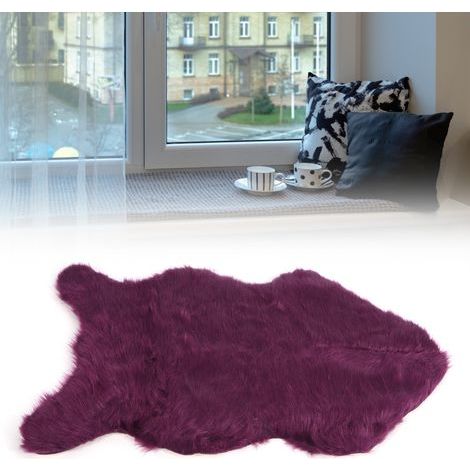 Tapis en Fausse Fourrure Mouton Doux - Décoration Salon Chambre Tapis Violet (1/5)