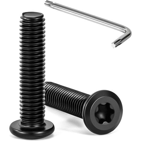 20 Pièces Vis à Tête Plate Torx Noir M8 x 35 mm Vis à Six Pans Creux en Acier Inoxydable A2 V2A Boulons de Meubles Hexagonale avec Clé T40 Filetage Complet (1/5)