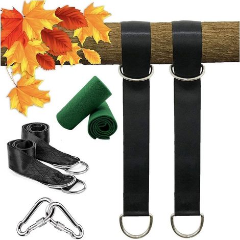 Sangle pour Hamac, Sangles pour Hamacs Suspendu Ultra Résistant Extérieur avec balançoire d'arbre Sangle Balancoire Suspendu Ultra Résistant avec D-Ring et Balançoire Sangles de Hamac Max 550KG (1/5)