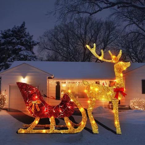 Renne Lumineux - Décoration Extérieure Noël - Pour Jardin ou Pelouse - Lot de 2 (1/5)