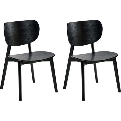 Set di 2 sedie da pranzo con struttura e gambe in legno di hevea impiallacciatura in legno di frassino nero Overly (1/5)