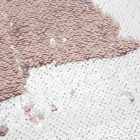 Housse de coussin à sequins en suédine avec fermeture éclair pour canapé et lit, coloris champagne doré et blanc (1/5)