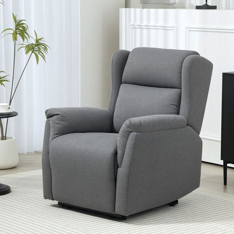 Sillón relax 80x94x101 cm gris oscuro en lino con respaldo reclinable hasta 160° (1/4)