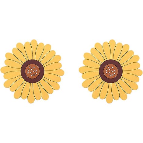 Dessous de verre tournesol, lot de 2, silicone (4", jaune) (1/5)
